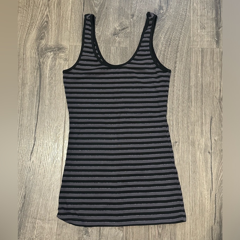 Express Sexy Basics tank top - Gray/black striped - Size M